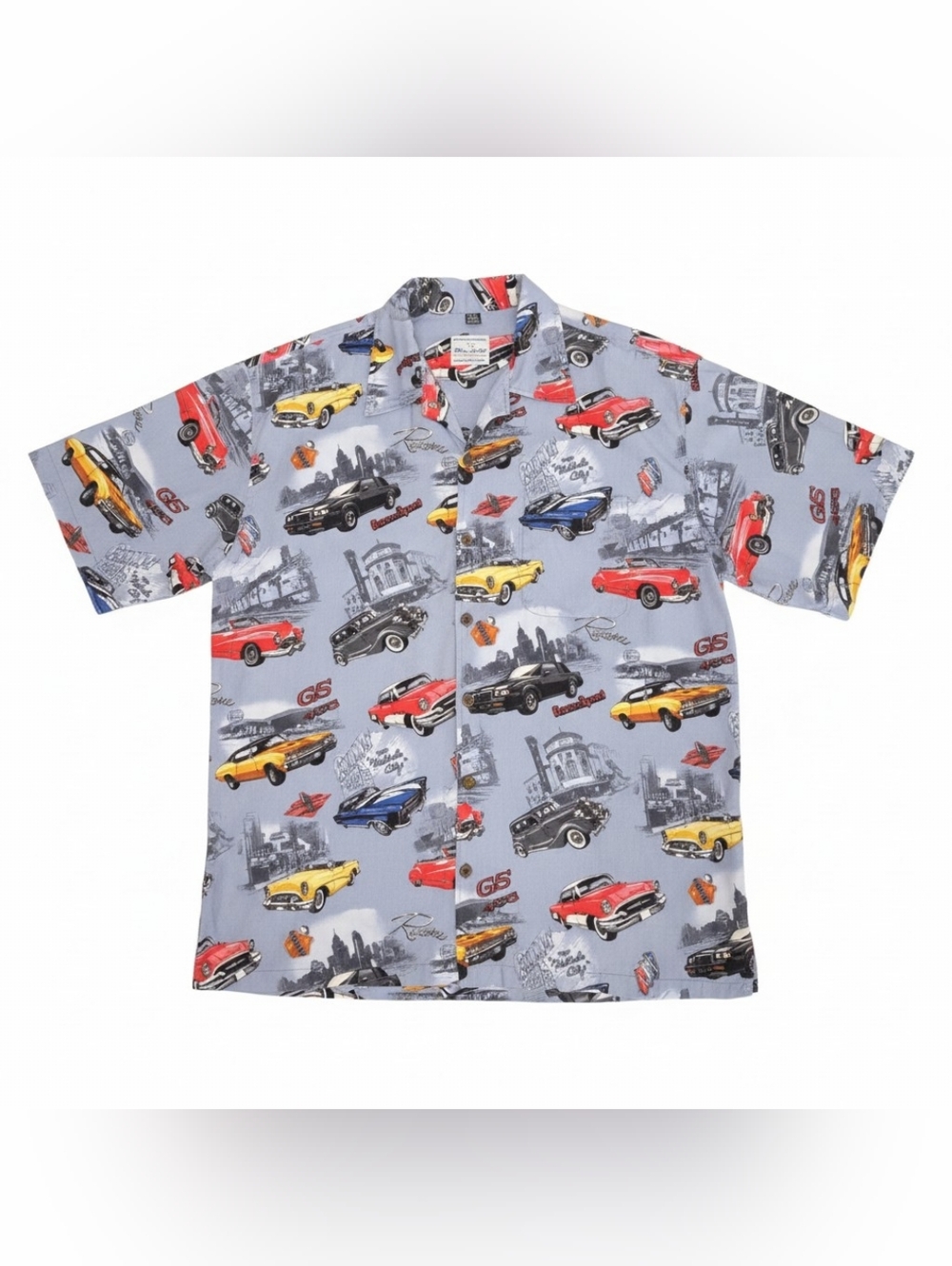 David Carey Buick Classic Cars Multicolor Camp Shirt Mens 2XL